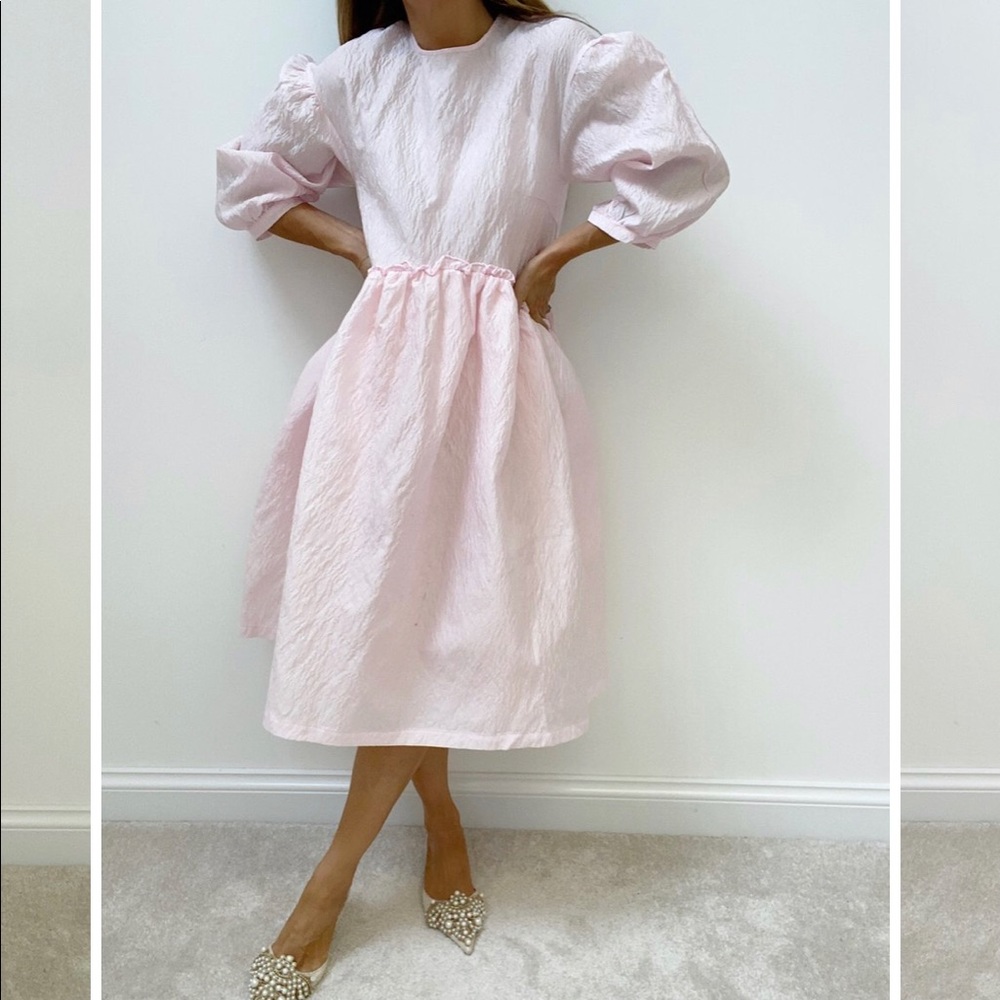 Wedding guest dress - Oversized puff sleeves midi dress Vita Grace